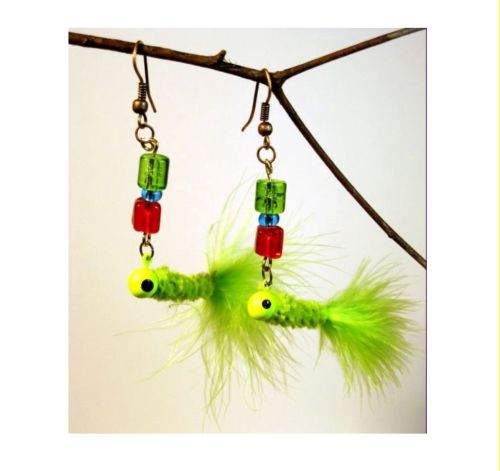 Feathered Fishing Lure Earrings